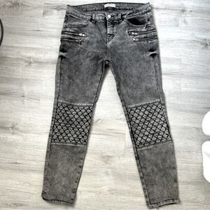 Zara Woman Premium Denim Jeans With Quilted Knees Charcoal Grey color Size 6